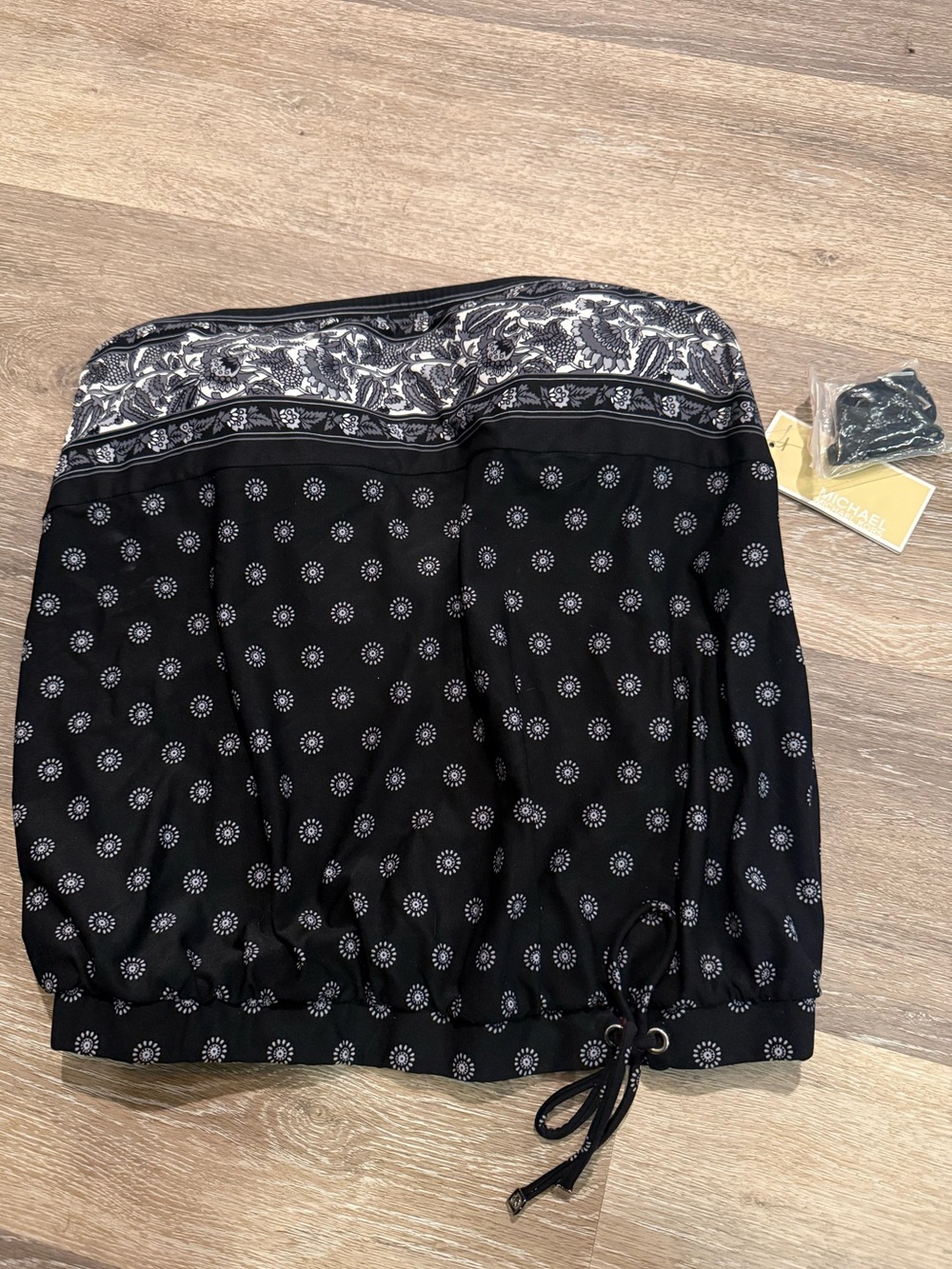 MICHAEL Michael Kors Black Printed Bandeau TankininTop